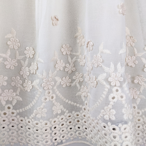 NWT Storia Floral Embroidered Cream Baby Doll Top - Picture 6 of 7